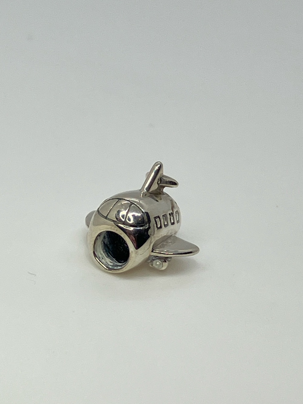 925 Sterling Silver Airplane CZ Travel Theme Charm Bead Unbranded